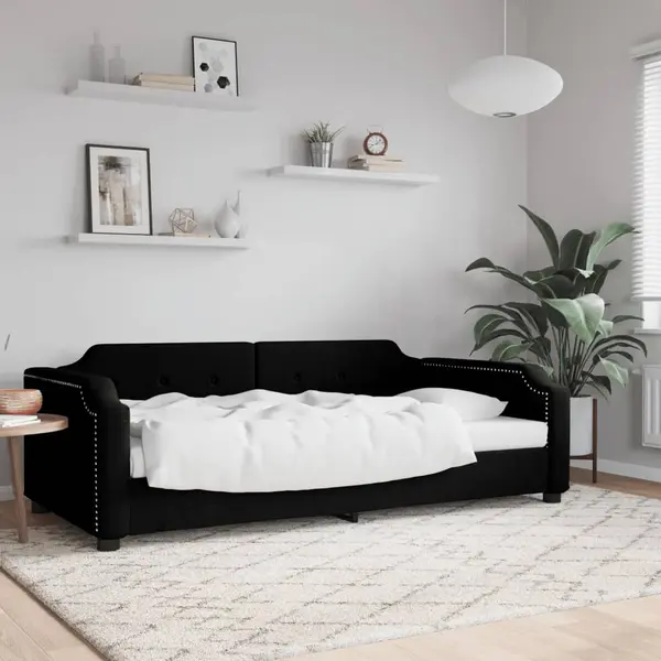 Gossi pat de zi, negru, 90x200 cm, material textil