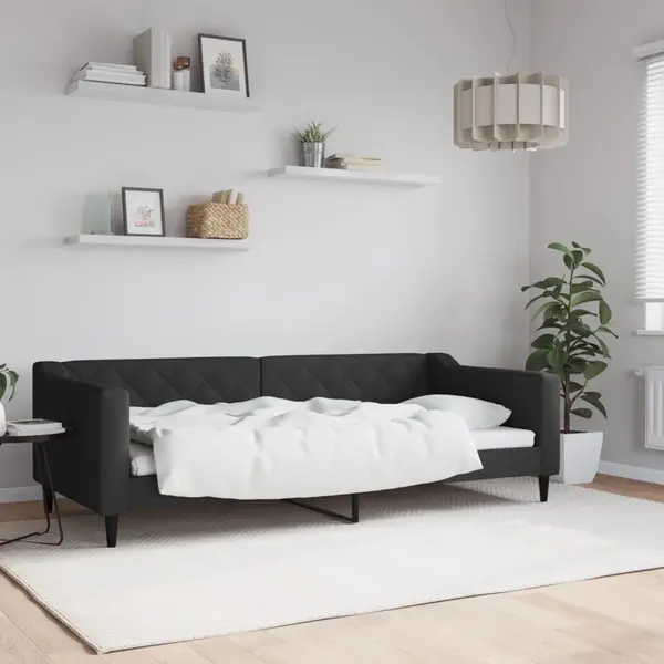 Gossi pat de zi, negru, 90x200 cm, material textil