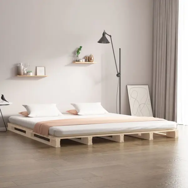 Gossi pat din paleti double, 135x190 cm, lemn masiv de pin