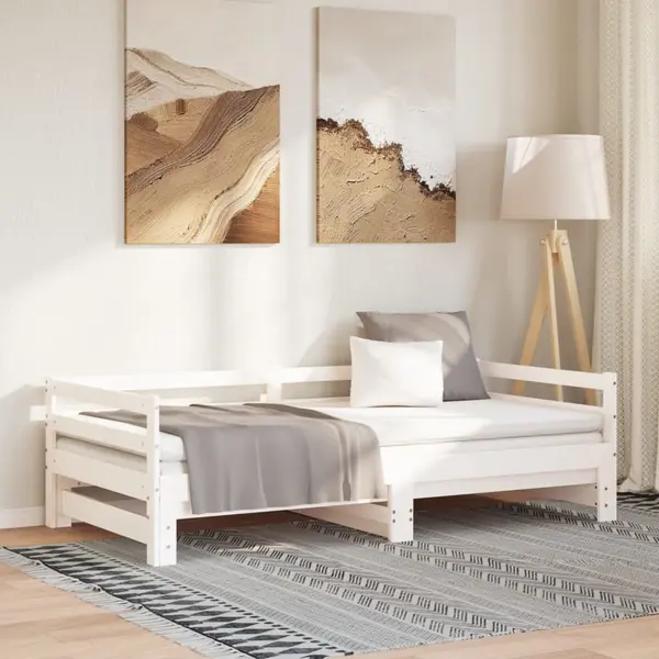 Gossi pat extensibil de zi fara saltea, alb, 90x190 cm