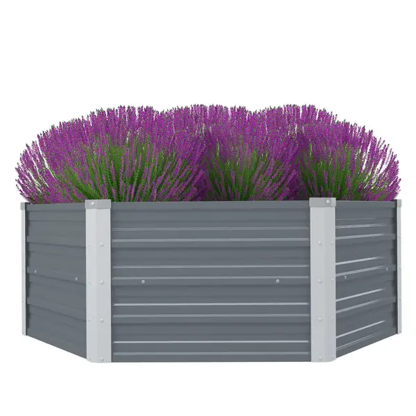 Gossi pat inalt cu straturi, 129x129x46 cm, otel galvanizat, gri