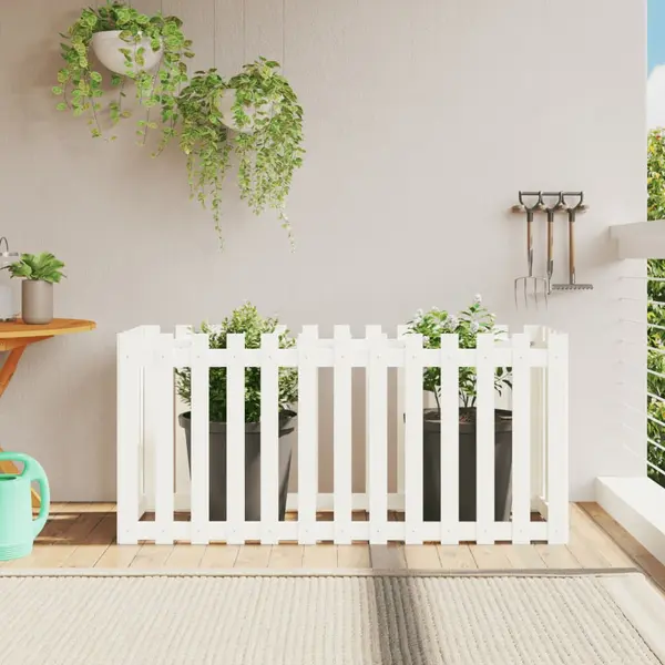 Gossi pat inaltat gradina design gard alb 150x50x70cm lemn pin tratat