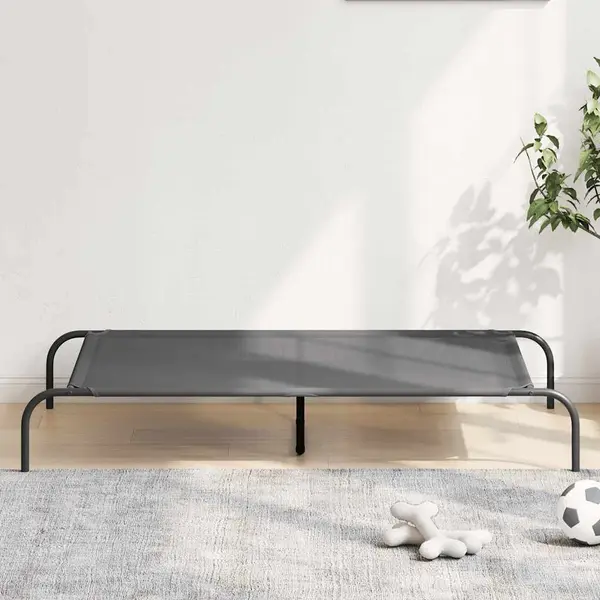 Gossi pat inaltat pentru caini gri 130x80x20 cm textilena si otel