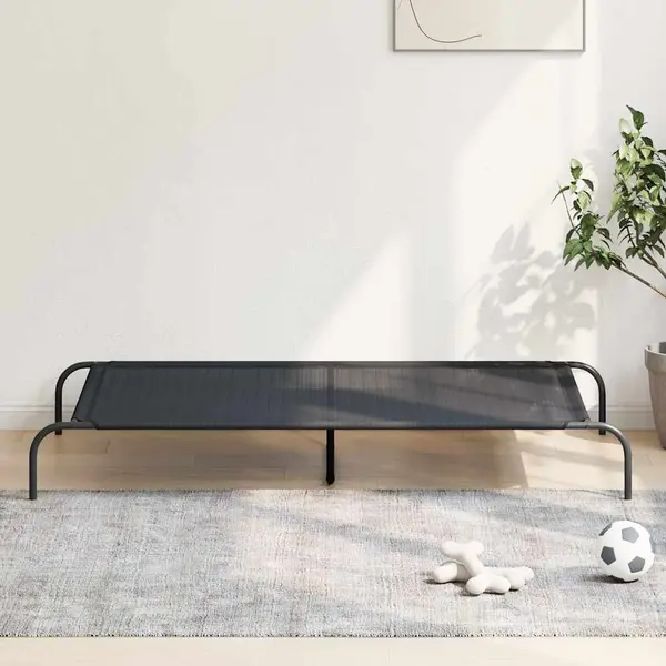 Gossi pat inaltat pentru caini negru 150x90x20 cm textilena si otel