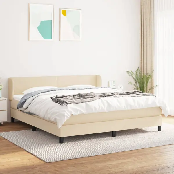 Gossi pat material textil cu saltea, crem, 180x200 cm, textil