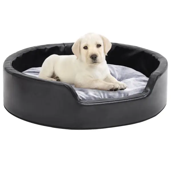 Gossi pat pentru caini, negru/gri, 69x59x19 cm, plus/piele ecologica