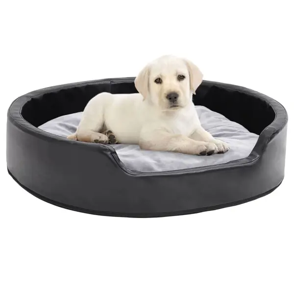 Gossi pat pentru caini, negru/gri, 79x70x19 cm, plus/piele ecologica
