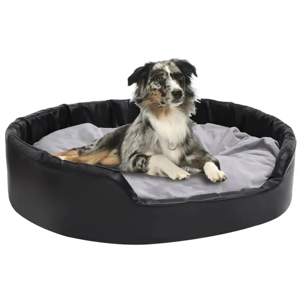 Gossi pat pentru caini, negru/gri, 99x89x21 cm, plus/piele ecologica