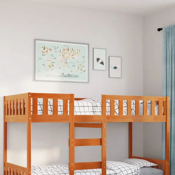 Gossi pat pentru copii fara saltea, maro, 90x190 cm, lemn masiv pin