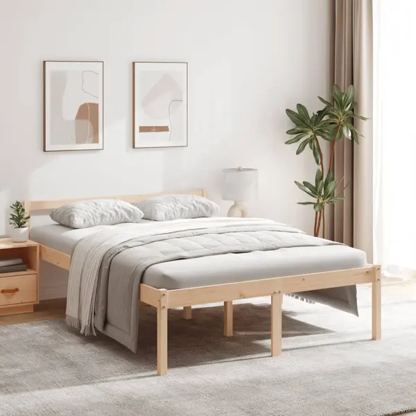 Gossi pat pentru seniori dublu mic, 120x190 cm, lemn masiv de pin