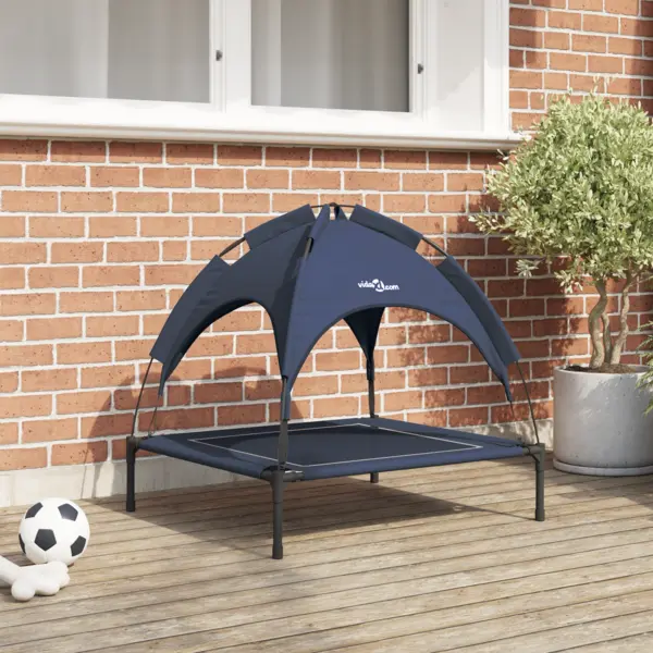 Gossi pat ridicat pentru caini bleumarin tesatura, metal 71 x 64 x 71 cm
