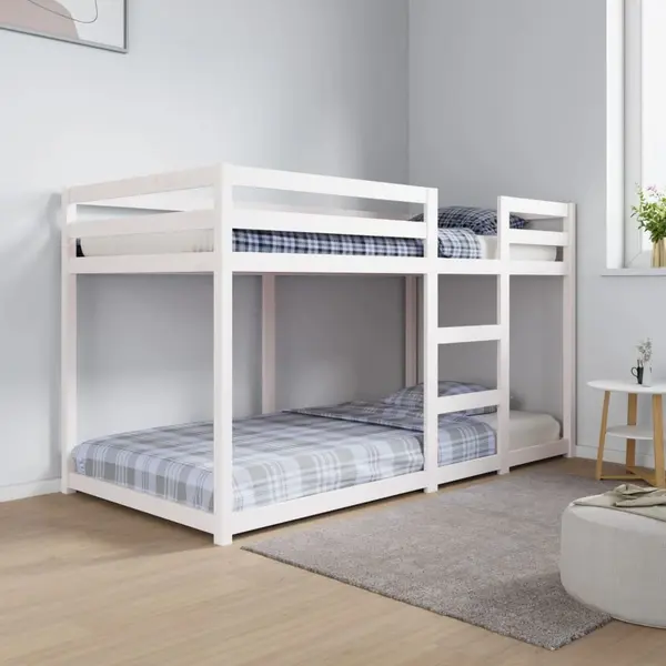 Gossi pat supraetajat, alb, 90x200 cm, lemn masiv de pin