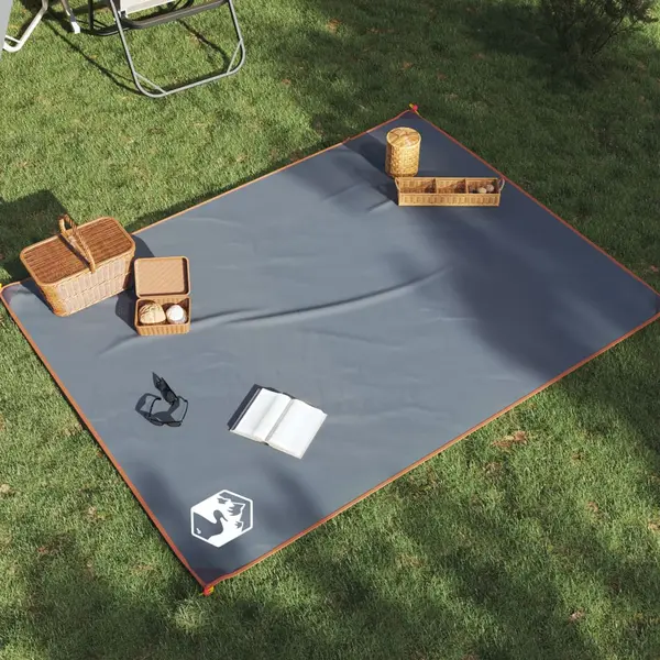 Gossi patura de picnic cu tarusi, gri si portocaliu, 205x155 cm