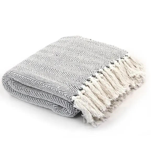 Gossi patura decorativa model spic, bumbac, 160 x 210 cm, gri
