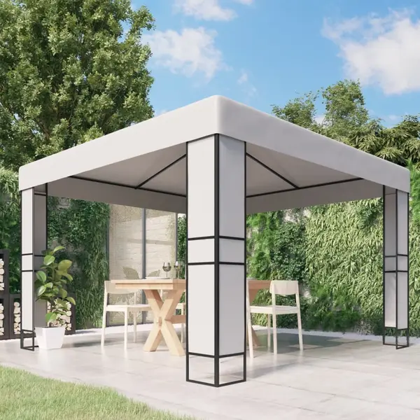 Gossi pavilion cu acoperis dublu, alb, 3 x 3 m