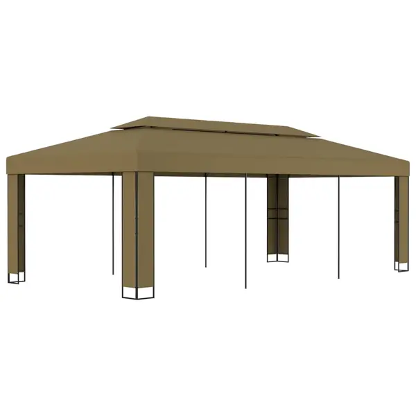 Gossi pavilion cu acoperis dublu, gri taupe, 3 x 6 m, 180 g/m2