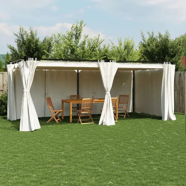 Gossi pavilion cu draperii, gri taupe, 6x3 m, otel