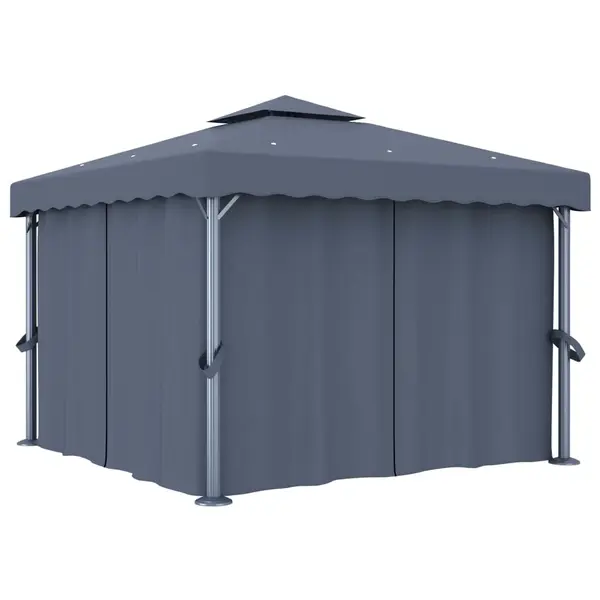 Gossi pavilion cu perdea, antracit, 3 x 3 m, aluminiu