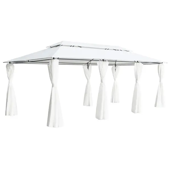 Gossi pavilion cu perdele, alb, 600 x 298 x 270 cm, 180g/m2