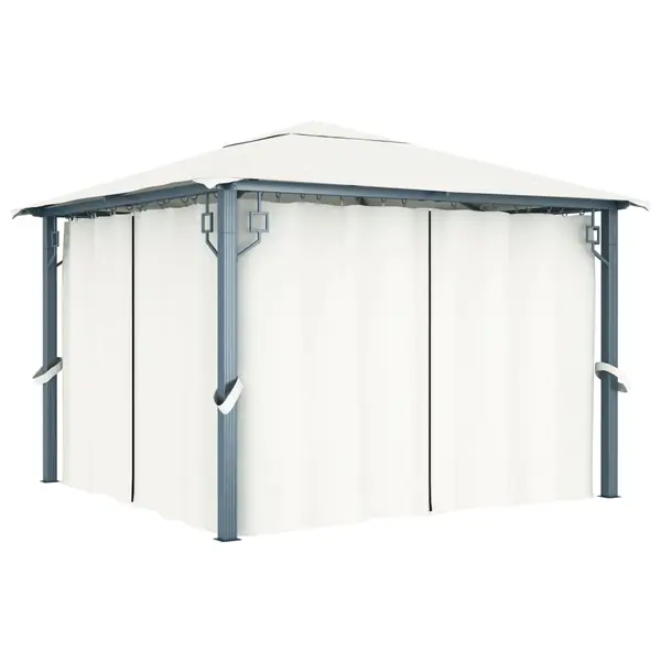 Gossi pavilion cu perdele, crem, 300 x 300 cm, aluminiu