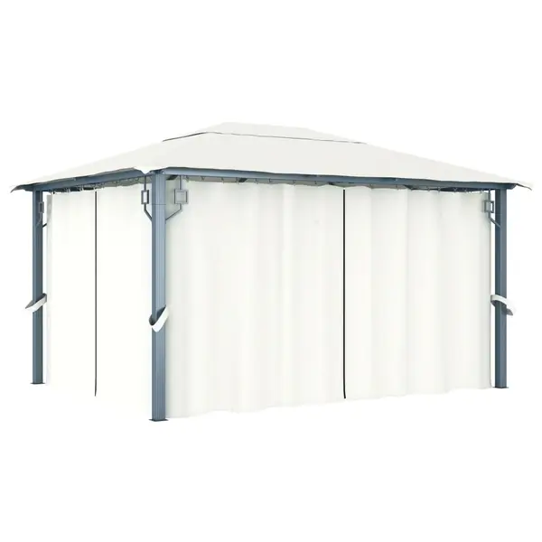 Gossi pavilion cu perdele, crem, 400 x 300 cm, aluminiu