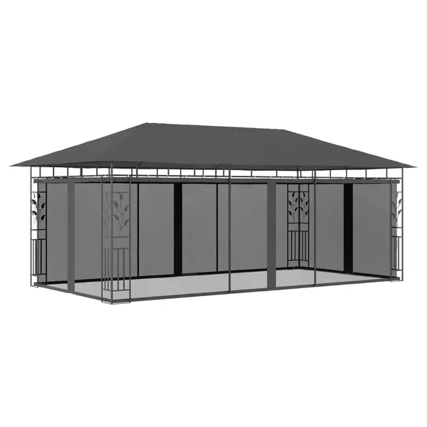 Gossi pavilion cu plasa anti-tantari, antracit, 6 x 3 x 2,73 m