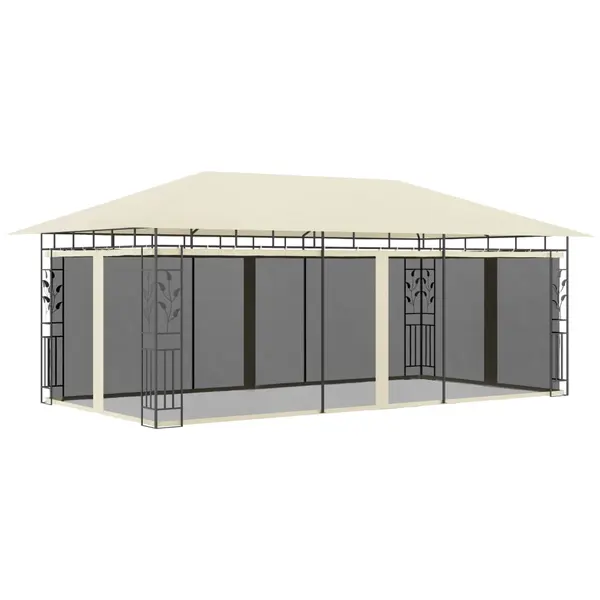 Gossi pavilion cu plasa anti-tantari, crem, 6 x 3 x 2,73 m