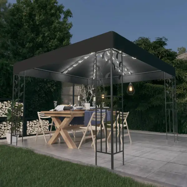 Gossi pavilion cu sir de lumini led, antracit, 3x3 m