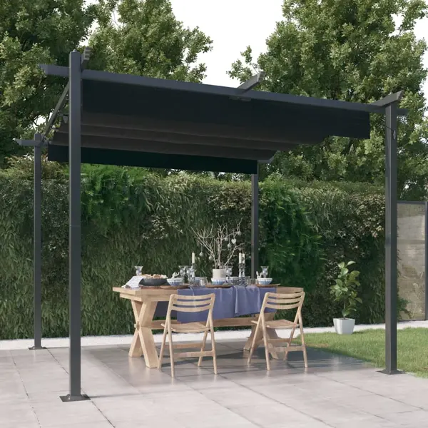 Gossi pavilion de gradina, acoperis retractabil, antracit, 3x3 m