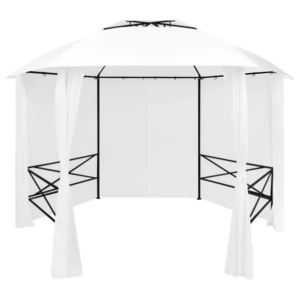 Gossi pavilion de gradina cu perdele, alb, 360x312x265 cm, 180 g/m2