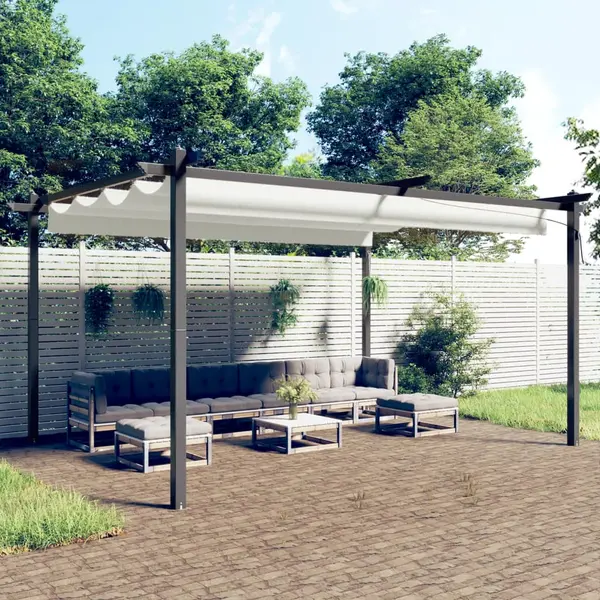 Gossi pavilion gradina, acoperis retractabil, crem, 4x3 m