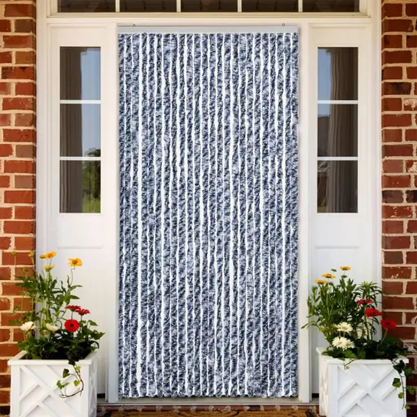 Gossi perdea de insecte, albastru, alb, argintiu, 100x220 cm chenille