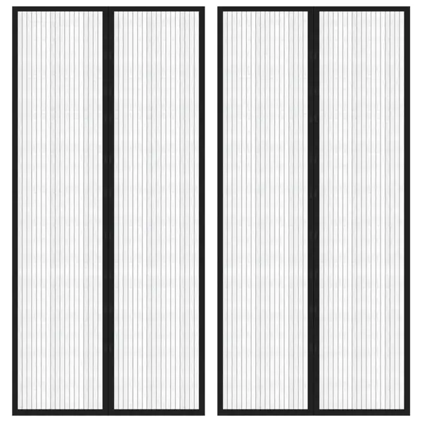Gossi perdea de usa anti-insecte cu magnet, 2 buc., negru, 220x110 cm
