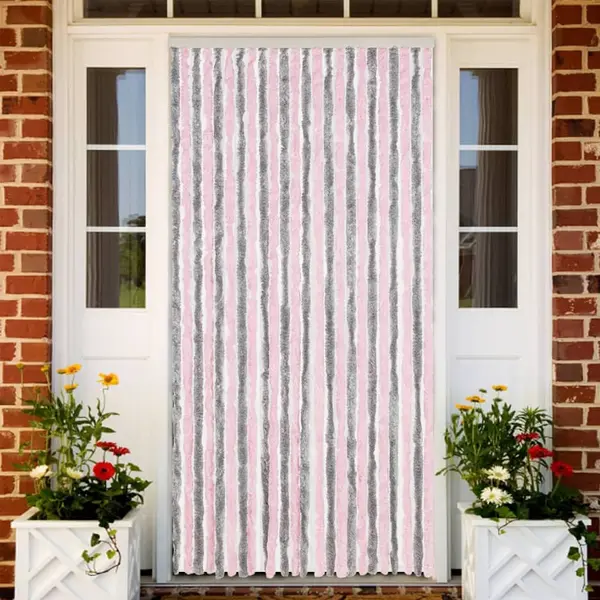 Gossi perdea pentru insecte, gri argintiu si roz, 100x220cm, chenille