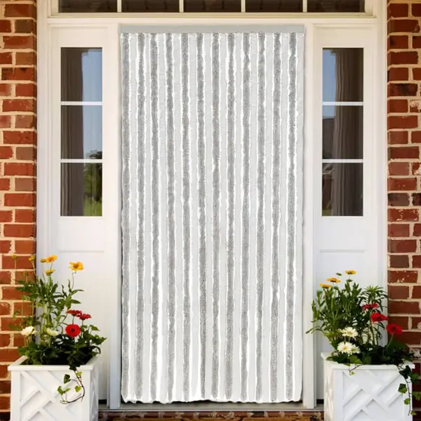 Gossi perdea pentru insecte, gri deschis si alb, 100x220 cm, chenille