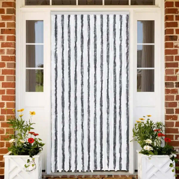 Gossi perdea pentru insecte, gri si alb, 100x200 cm, chenille