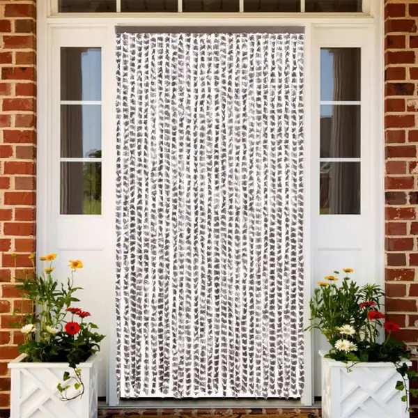 Gossi perdea pentru insecte, gri taupe si alb, 118x220 cm, chenille