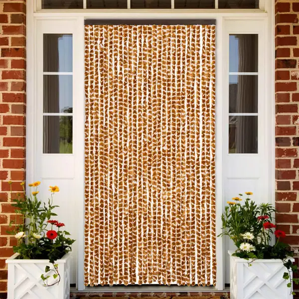 Gossi perdea pentru insecte, ocru si alb, 118x220 cm, chenille