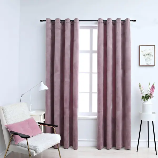 Gossi perdele opace cu inele 2 buc. roz antichizat 140x175 cm catifea