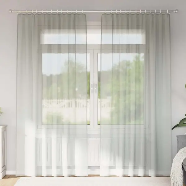 Gossi perdele voal cu bucle 2 buc gri deschis 140x225 cm