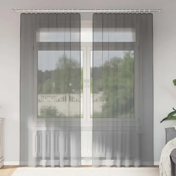 Gossi perdele voal cu bucle 2 buc gri inchis 140x245 cm