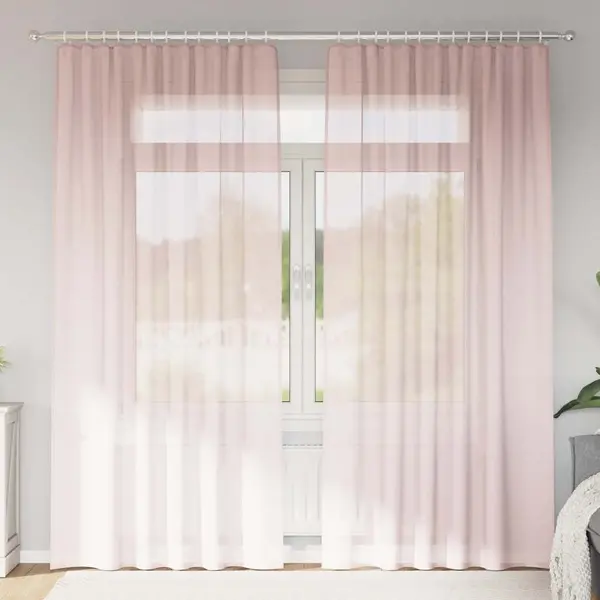 Gossi perdele voal cu bucle 2 buc roz deschis 140x245 cm