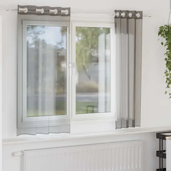 Gossi perdele voal cu oeje 2 buc gri inchis 140x175 cm