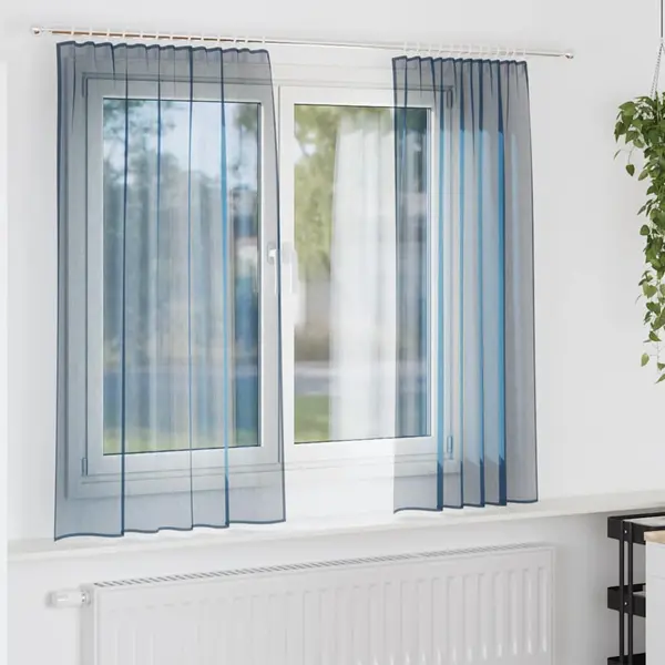 Gossi perdele voile cu bucle 2 buc albastru regal 140x140 cm