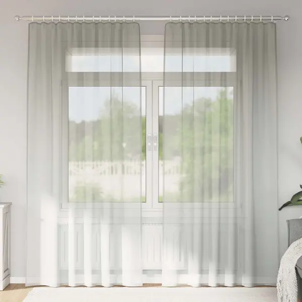 Gossi perdele voile cu bucle 2 buc gri deschis 140x245 cm