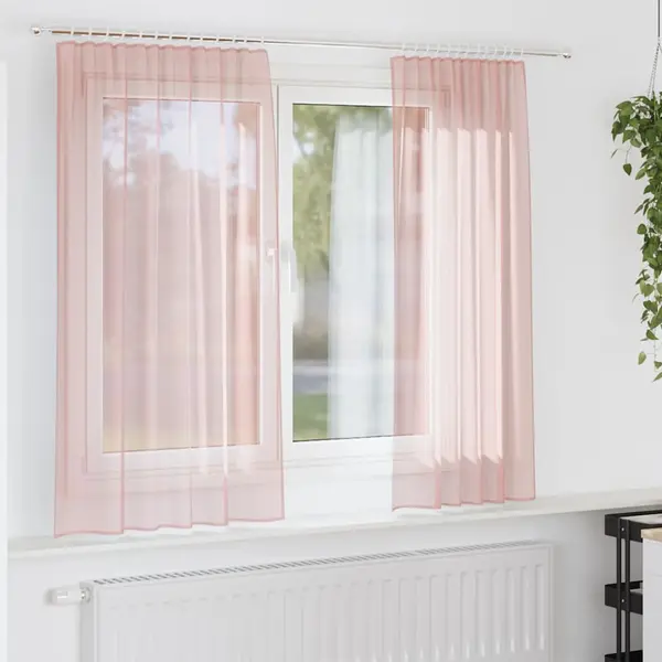 Gossi perdele voile cu bucle 2 buc roz 140x140 cm