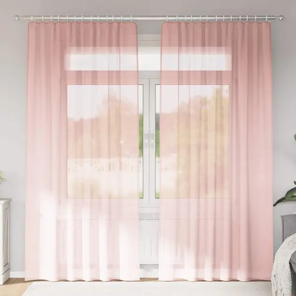 Gossi perdele voile cu bucle 2 buc roz 140x225 cm