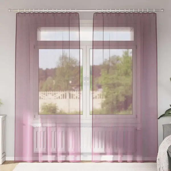 Gossi perdele voile cu bucle 2 buc violet 140x245 cm