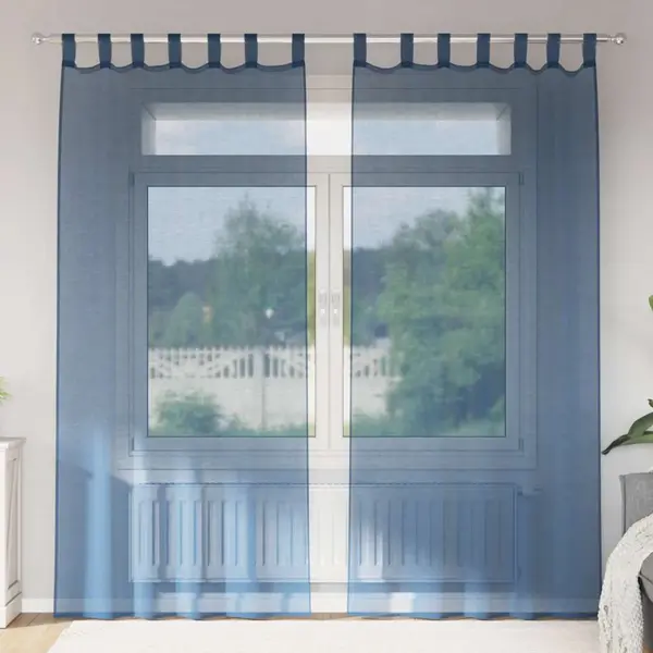 Gossi perdele voile cu buzunare pentru bare 2 buc albastru regal