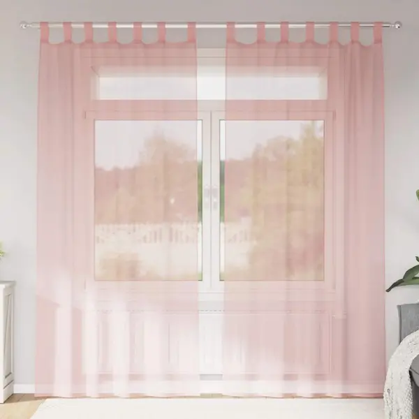 Gossi perdele voile cu buzunare pentru bare 2 buc roz